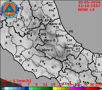 Nowcasting precipitazione a 30 minuti Abruzzo
