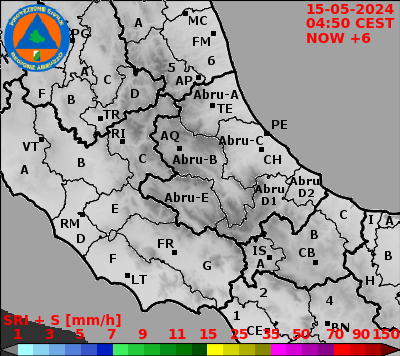 Nowcasting precipitazione a 60 minuti Abruzzo