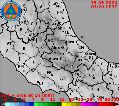 Precipitazione cumulata ad 1 ora Abruzzo