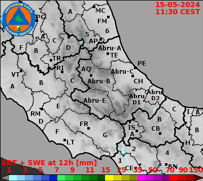 Precipitazione cumulata a 12 ore Abruzzo